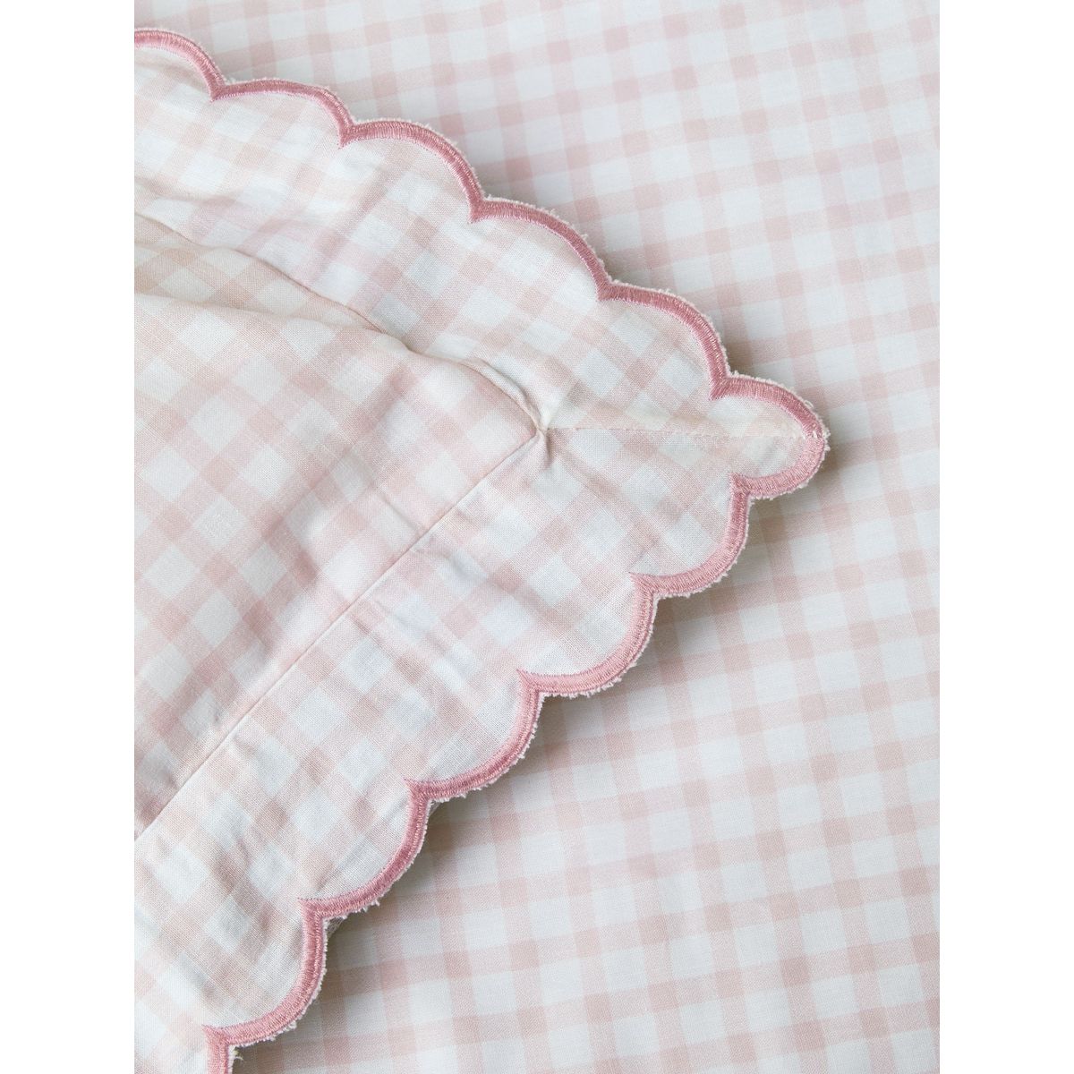 Parure housse de couette coton imprimé vichy rose, NEXT