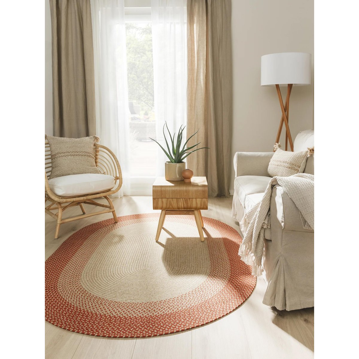 Tapis d'extérieur & intérieur rond NANDI terracotta, BENUTA 