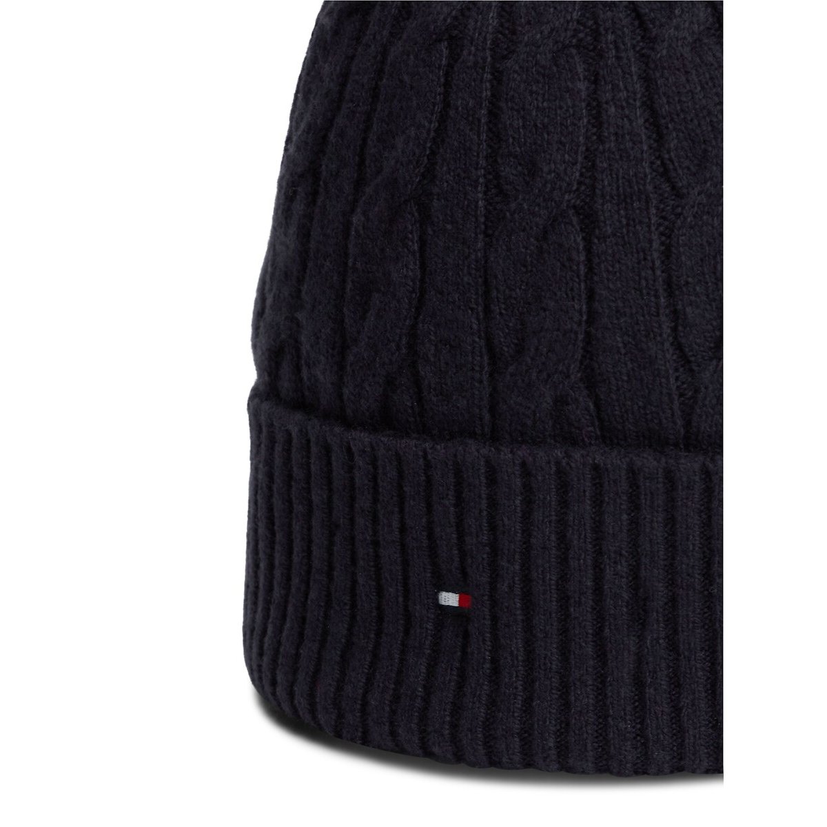 Flag Cable Beanie navy blue, TOMMY HILFIGER