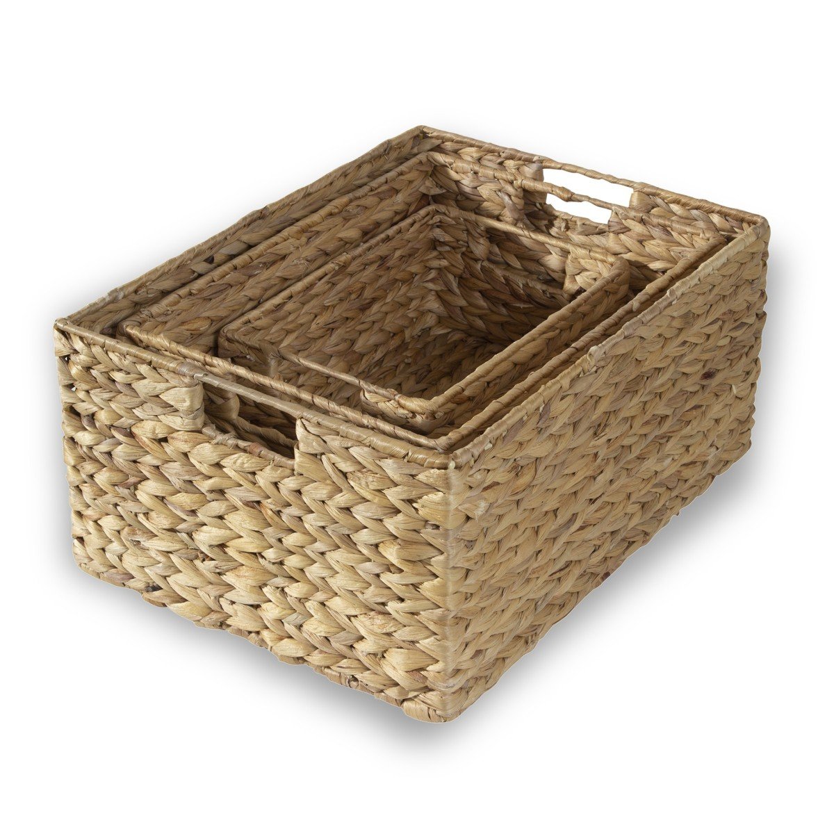 Paniers en jacinthe d'eau avec armature métal - Lot de 3 beige, CALICOSY