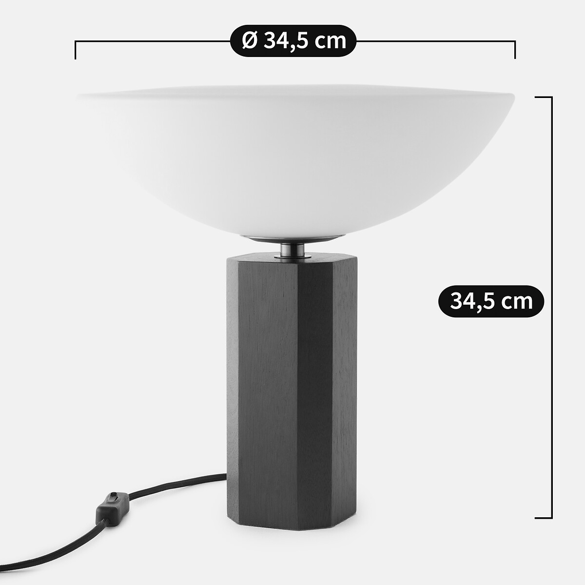 Tischlampe aus Opalglas und Eiche, BRUA braun, LA REDOUTE INTERIEURS
