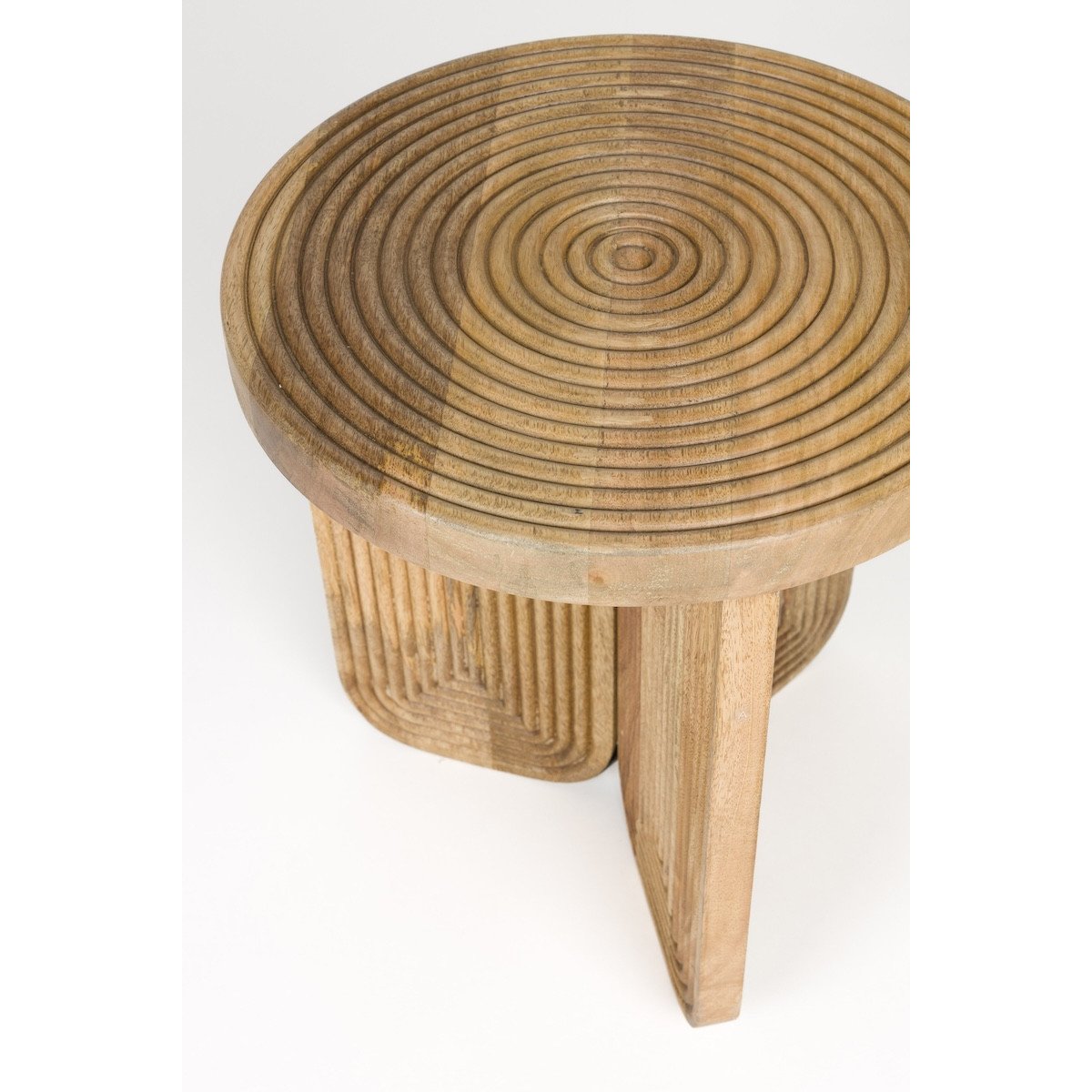 Table d'appoint ronde en bois sculptée - MAEZE marron, MATHI DESIGN