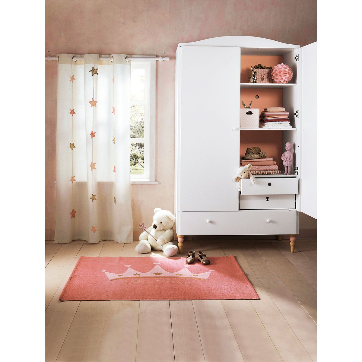 Rideau tamisant Magie rose rose, VERTBAUDET