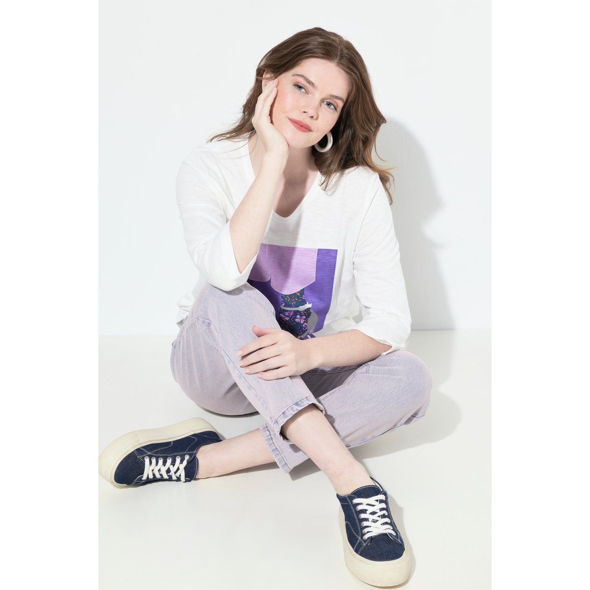 Jean Boyfriend en denim coloré bleu clair, ULLA POPKEN