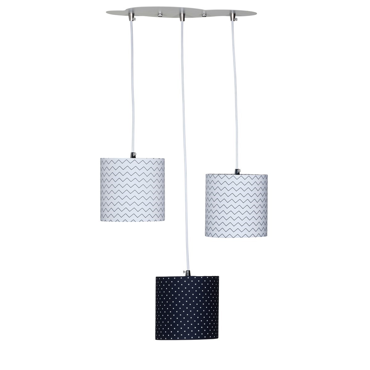 Suspension Lumineuse Trio Plafonnier en coton blanc, SAUTHON