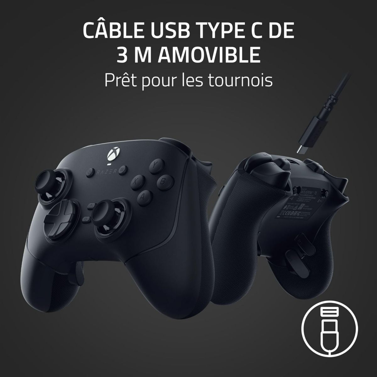 Manette Wolverine V3 Tournament Ed Noir couleur unique, RAZER