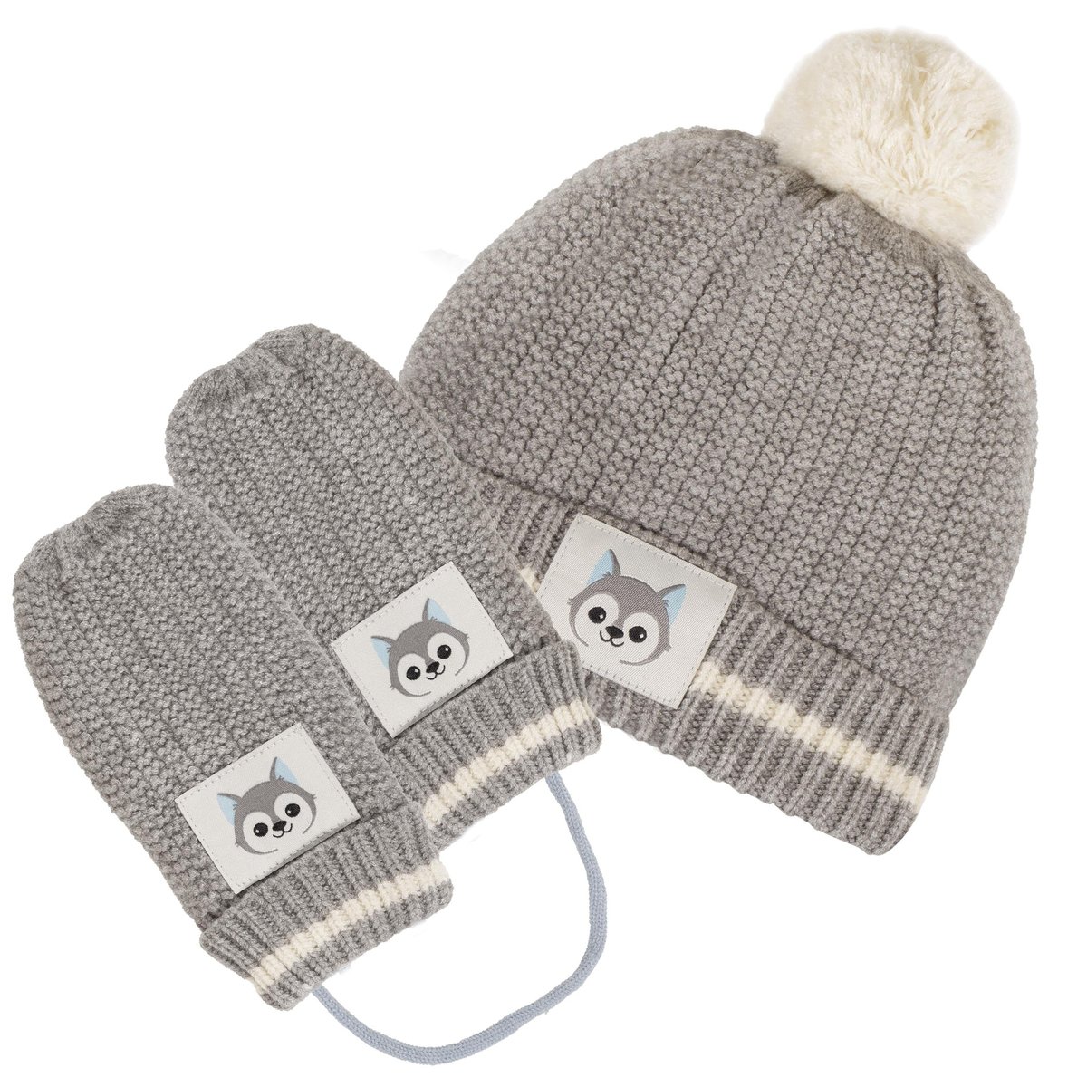 Gants avec patch petit loup gris, ISOTONER