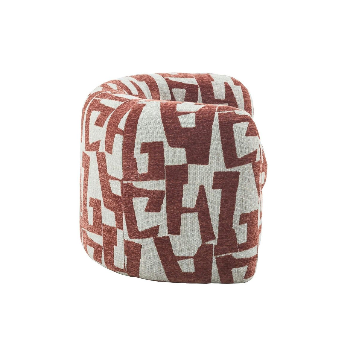 Fauteuil de salon rond motif art déco CORTINA rouge, PIER IMPORT