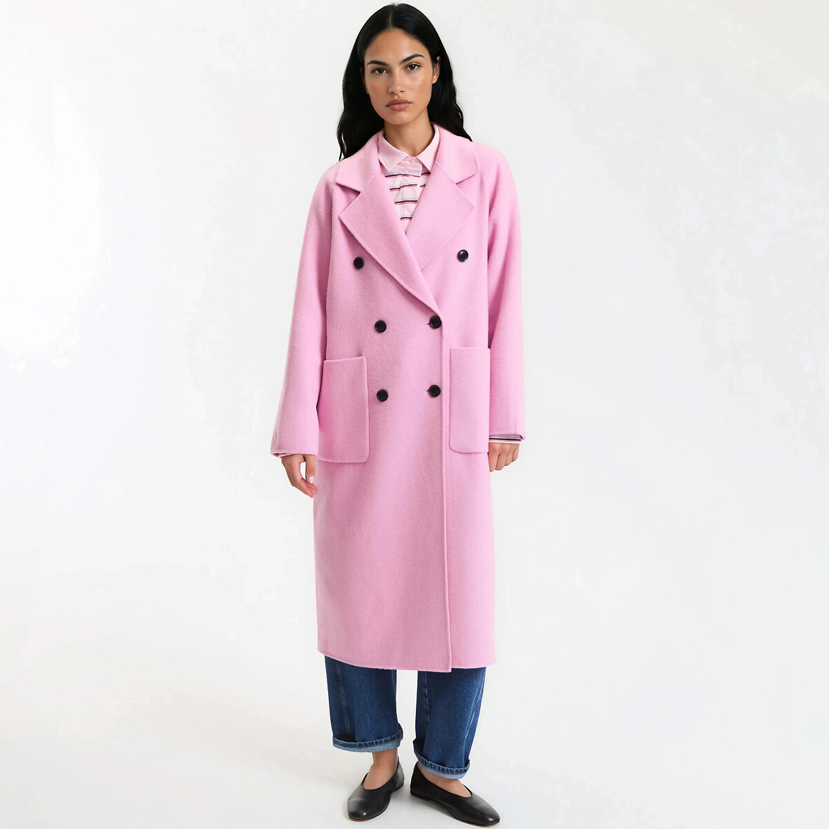 Oversize-Mantel aus Wollmischung, Signature MARTIAL rosa, LA REDOUTE COLLECTIONS