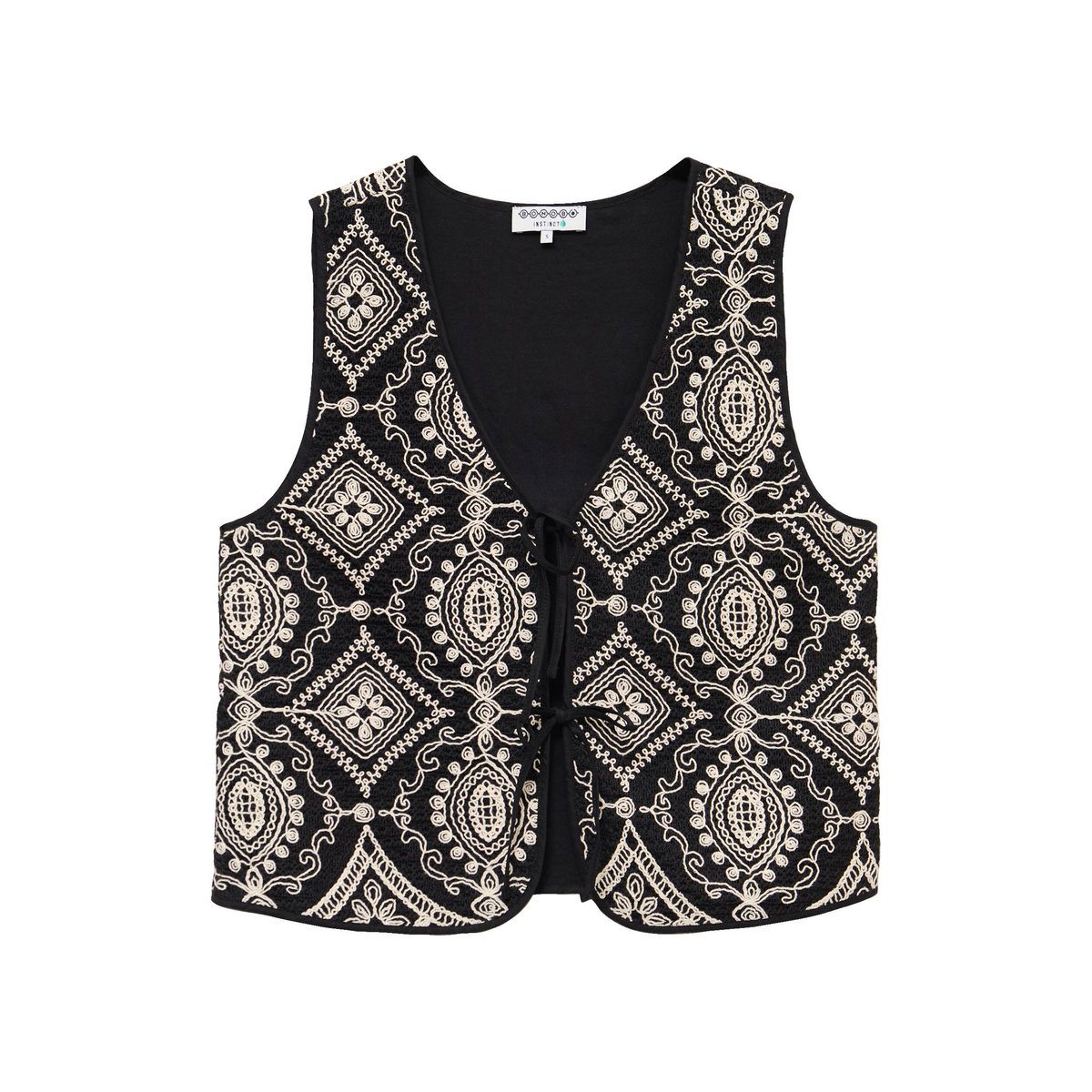 Cardigan sans manches avec broderies noir, BONOBO