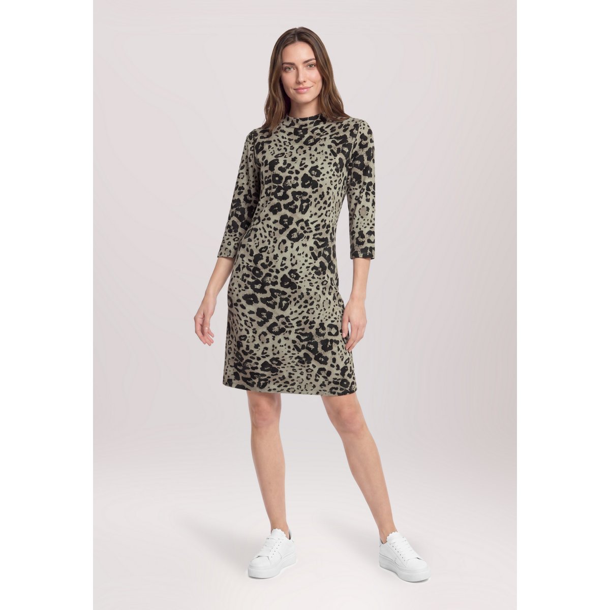 Robe portefeuille à manches 3/4 beige/gris, BETTY BARCLAY