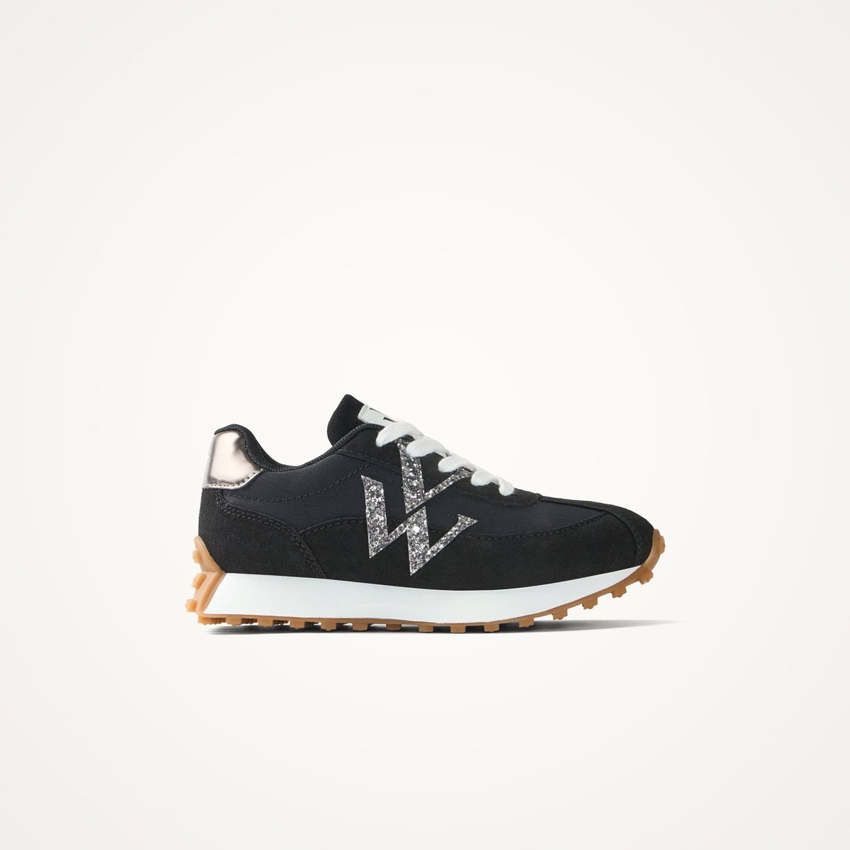 Baskets monogramme à lacets avec semelle running Mini FLOW Initials noir, VANESSA WU