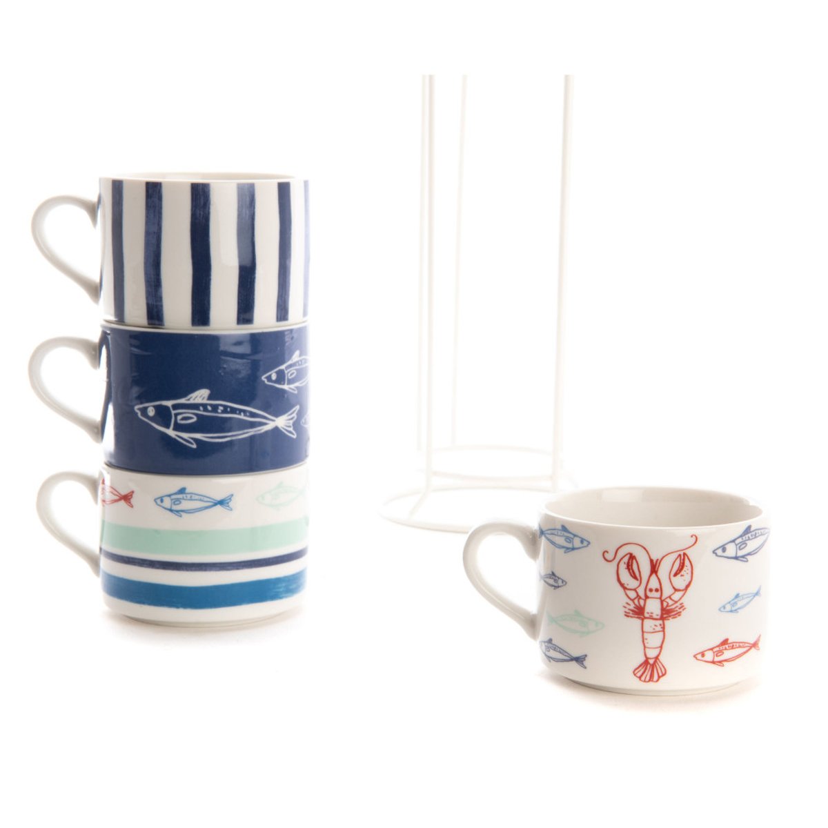 Coffret 4 tasses déjeuner Ariel blanc, AMADEUS