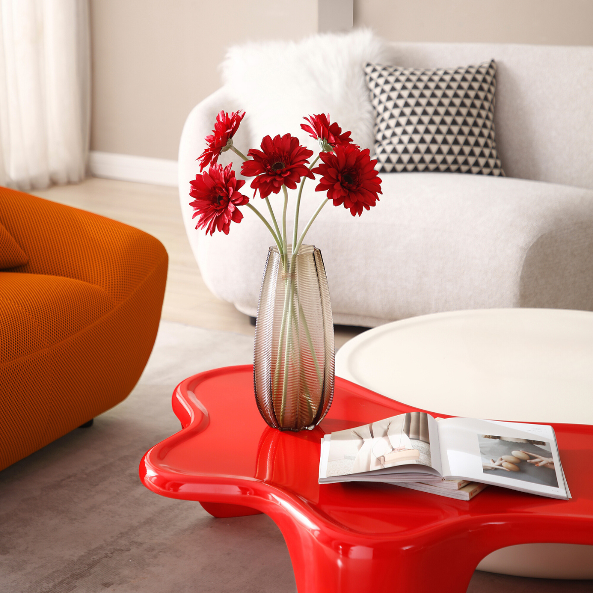 Tige de gerbera artificielle H59 blanc, SIA DECO
