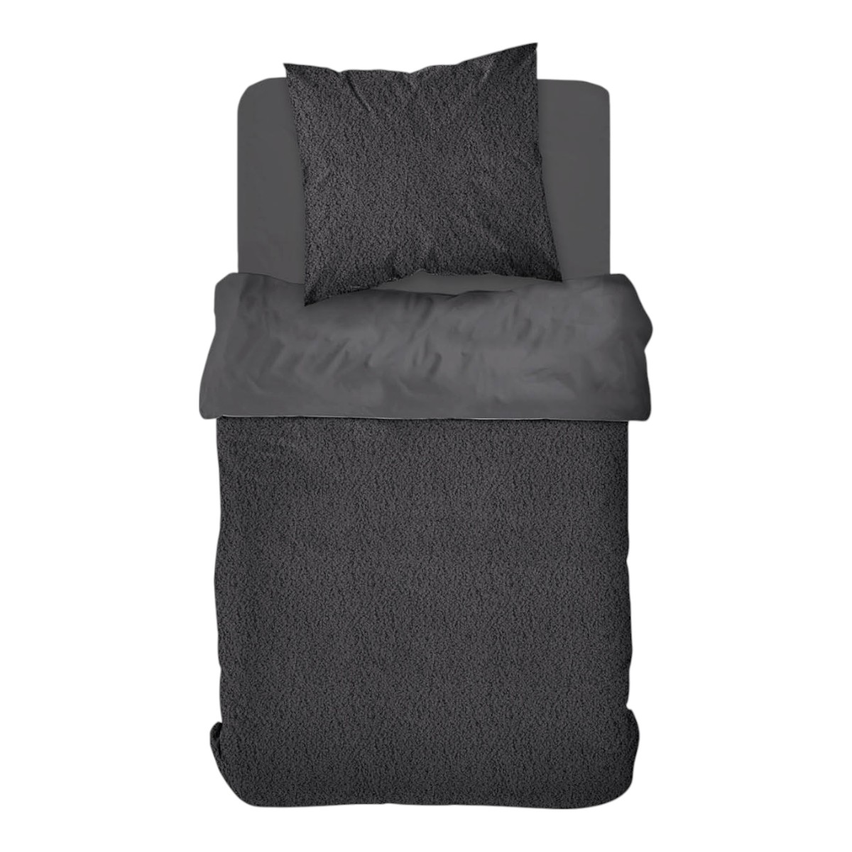 Parure de lit polaire teddy BIEN AU CHAUD gris anthracite, TODAY