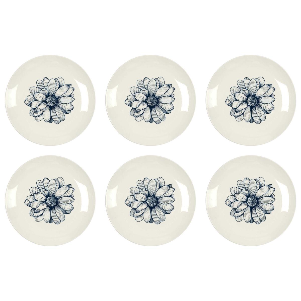 Assiette en porcelaine Cottage 20 cm (Lot de 6) Blanc et gris blanc et bleu, CMP