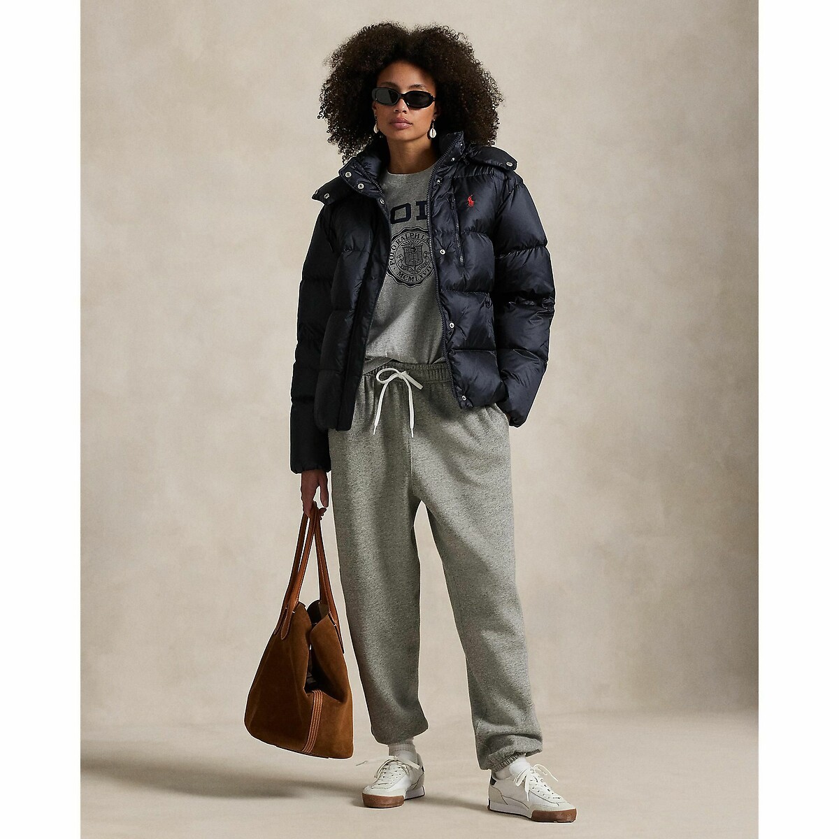 Doudoune courte à capuche marine, POLO RALPH LAUREN