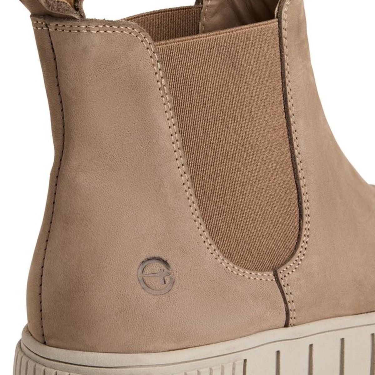 Bottine Chelsea en cuir marron taupe, TAMARIS