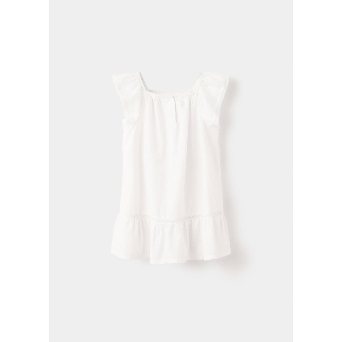 Robe en coton avec détail de perles blanc cassé, MANGO BABY