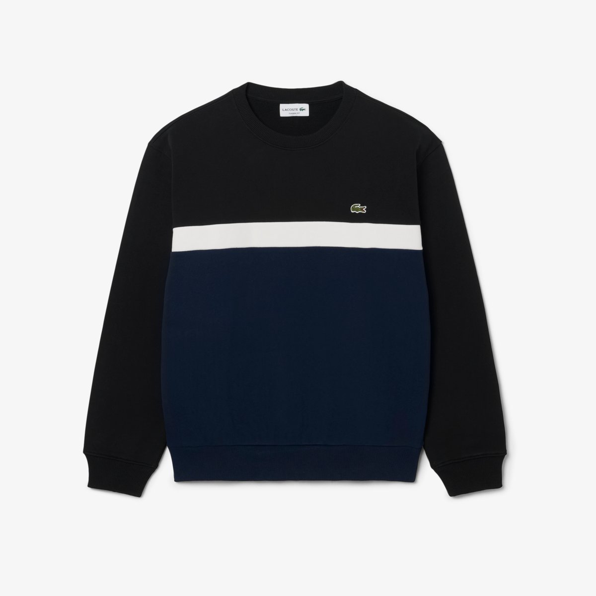 Sweatshirt molleton color-block noir-dy4, LACOSTE