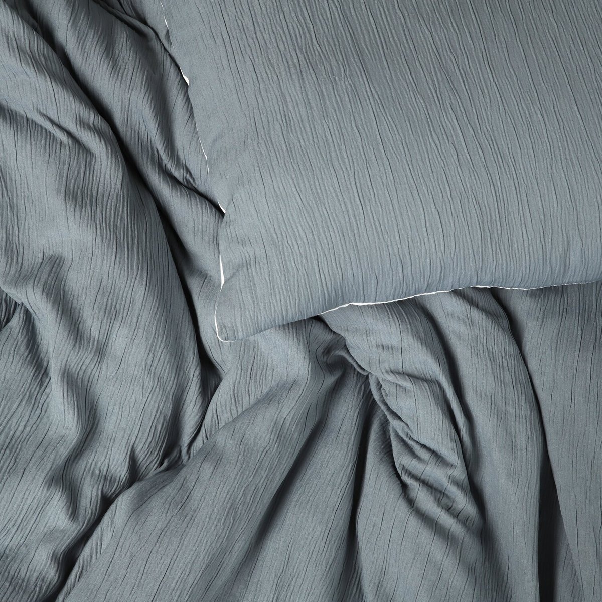 Parure housse de couette en gaze de microfibre unie, MAYA bleu pétrole, C DESIGN HOME TEXTILE