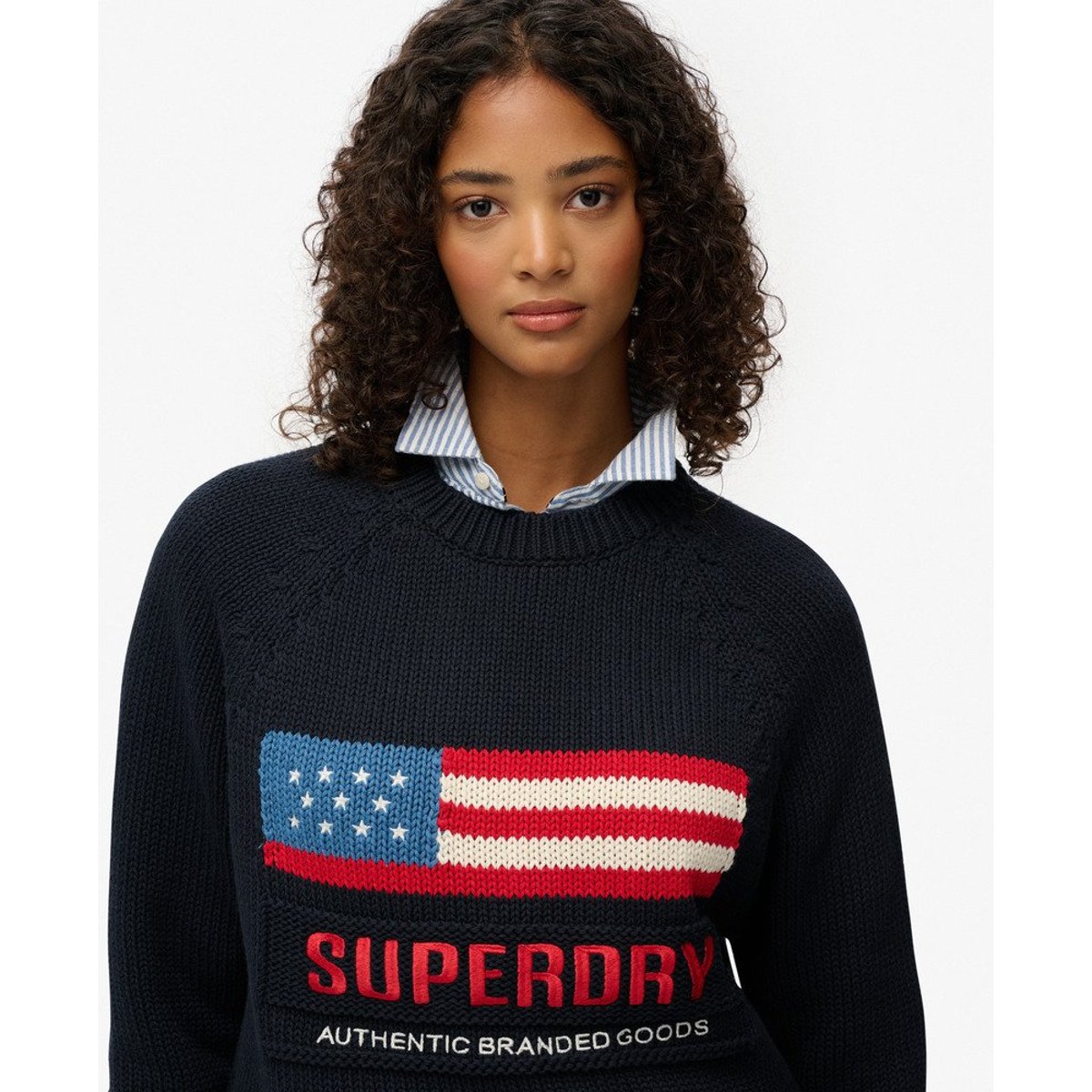Pull en maille col rond Americana bleu marine éclipse, SUPERDRY