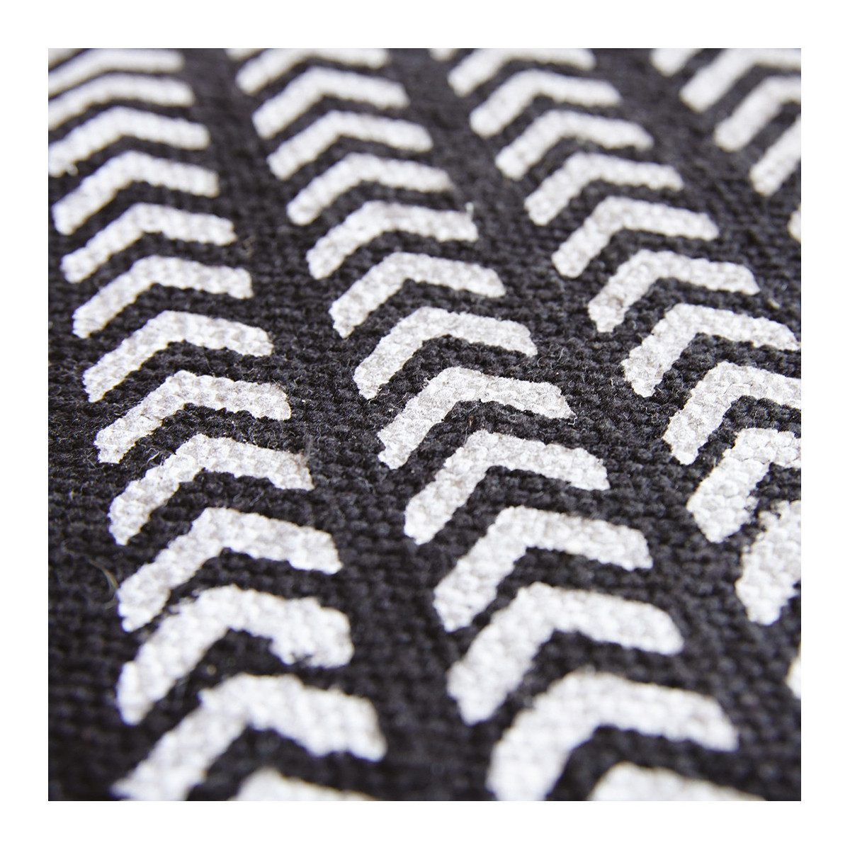 Tapis en coton noir, BLANC D’IVOIRE