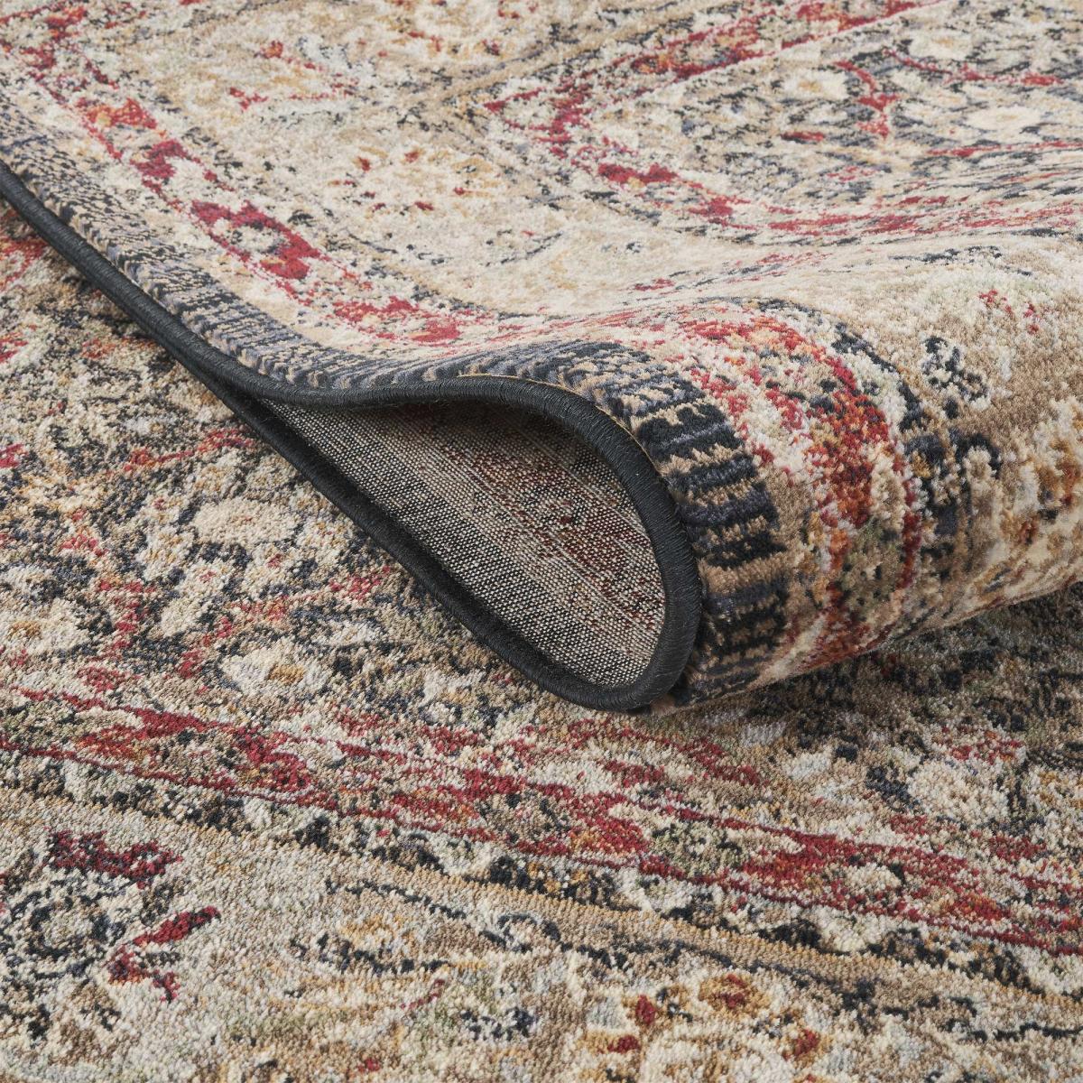 Tapis d'orient, motif oriental authentique tissé, LYN52 TABRIZA bleu, beige, rouge, UN AMOUR DE TAPIS