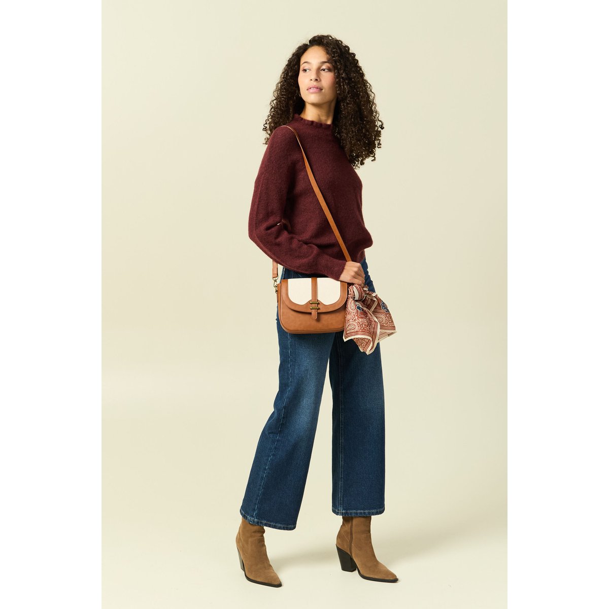 Pull col montant manches longues bordeaux, BONOBO