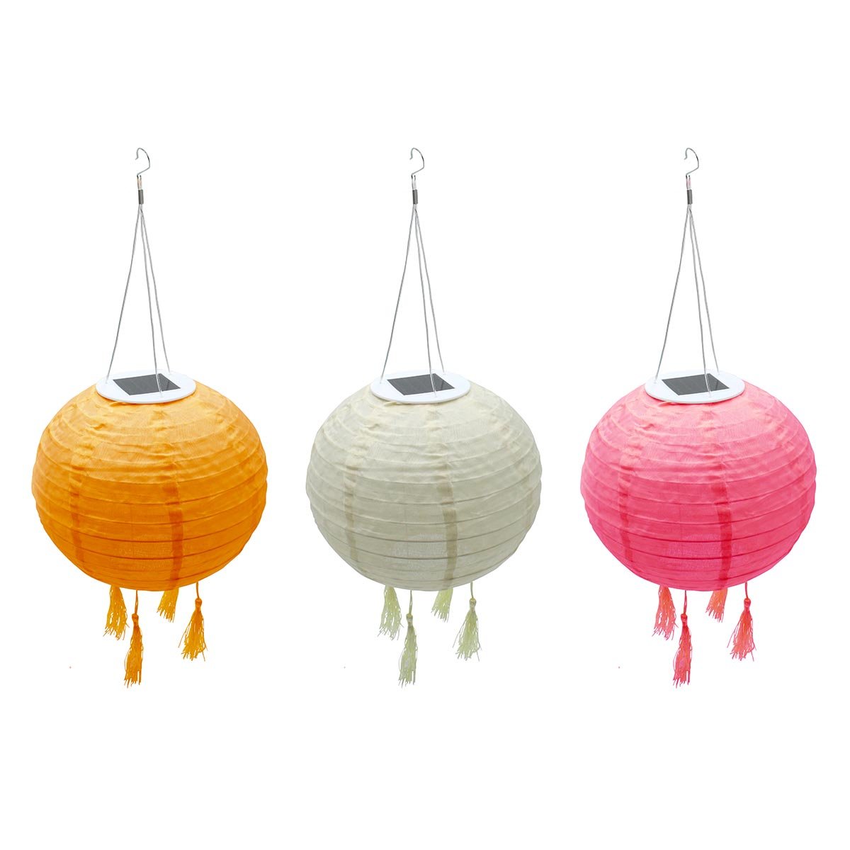 Lot de 3 Lampions solaires SHANGRI LA blanc, LUMISKY