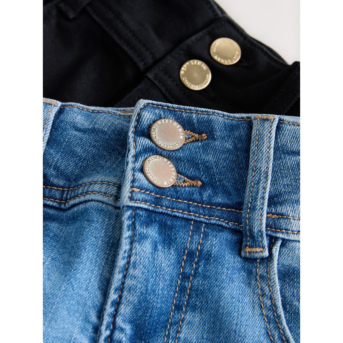 Jean taille haute stretch large, lot de 2 bleu/noir, NEXT