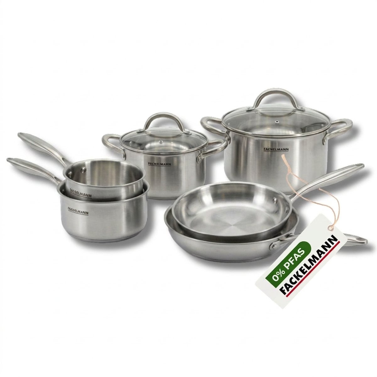 2 poêles 26/28cm, 2 faitouts 20/24cm, 3 casseroles 14/18cm VITA3 gris, FACKELMANN