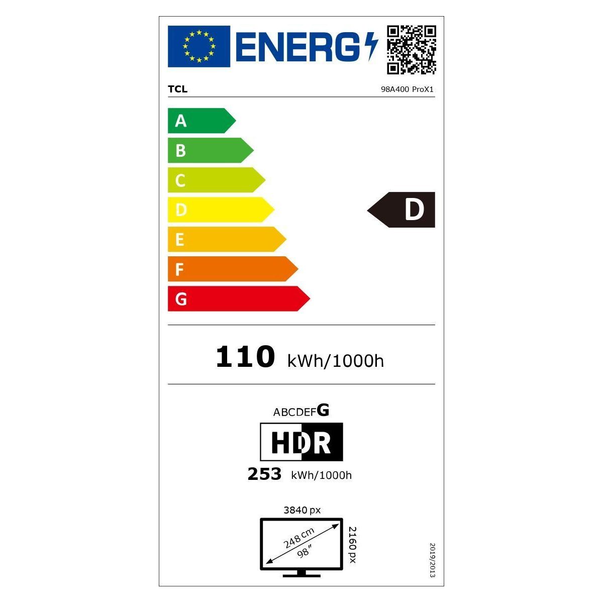 TV Mini LED 98A400 PRO (2026) 98" (249 cm) couleur unique, TCL