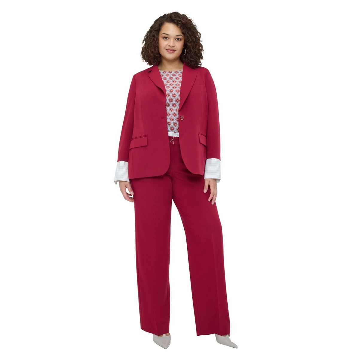 Revers classiques, fermeture simple boutonnage avec un bouton et poches burgundy, FIORELLA RUBINO