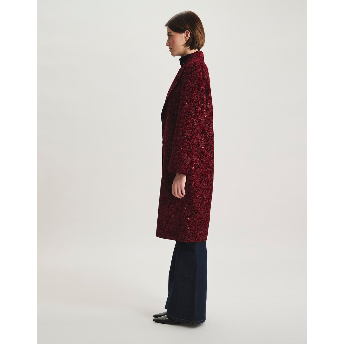 Manteau Zahee brodé rouge, INES DE LA FRESSANGE PARIS