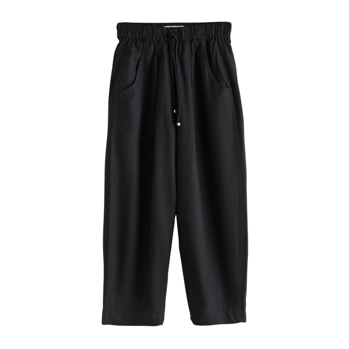 Pantalon barrel en lin et coton noir, NEXT