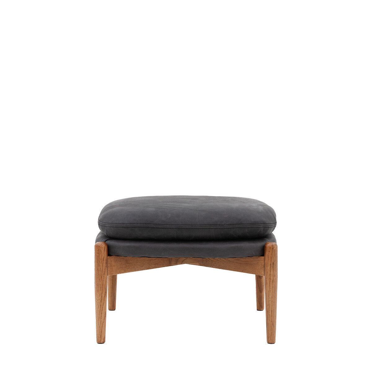 Fairfield Mid-Century Leather Footstool ebony black, ÉDITÉ