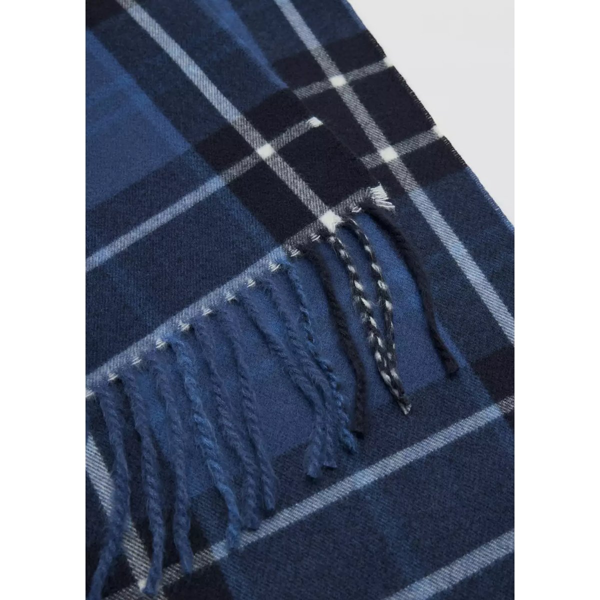 Écharpe carreaux écossais franges bleu marine, MANGO TEEN