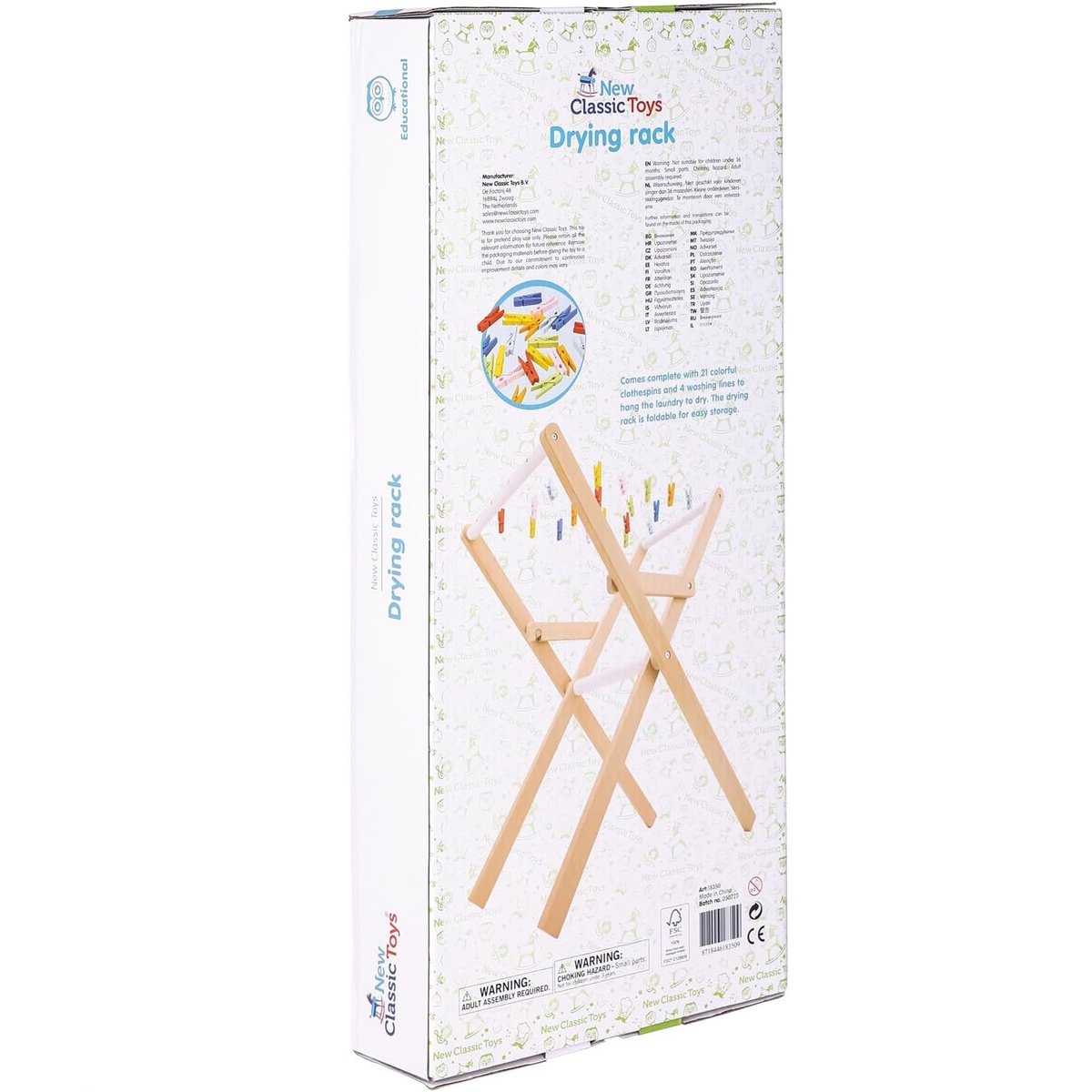 Étendoir à linge en bois beige, NEW CLASSIC TOYS