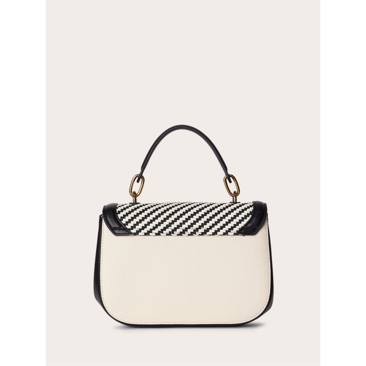 Sac à bandoulière avec tressage bicolore noir, MOTIVI