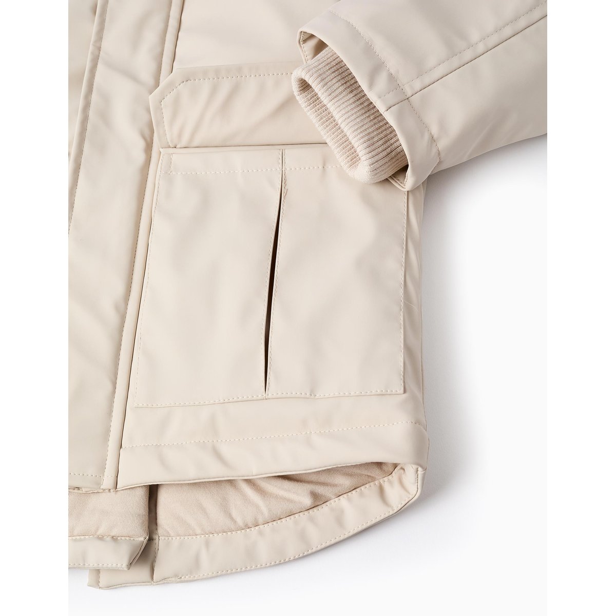 Parka en Caoutchouc à Capuche et Doublure en Jersey gris clair, ZIPPY