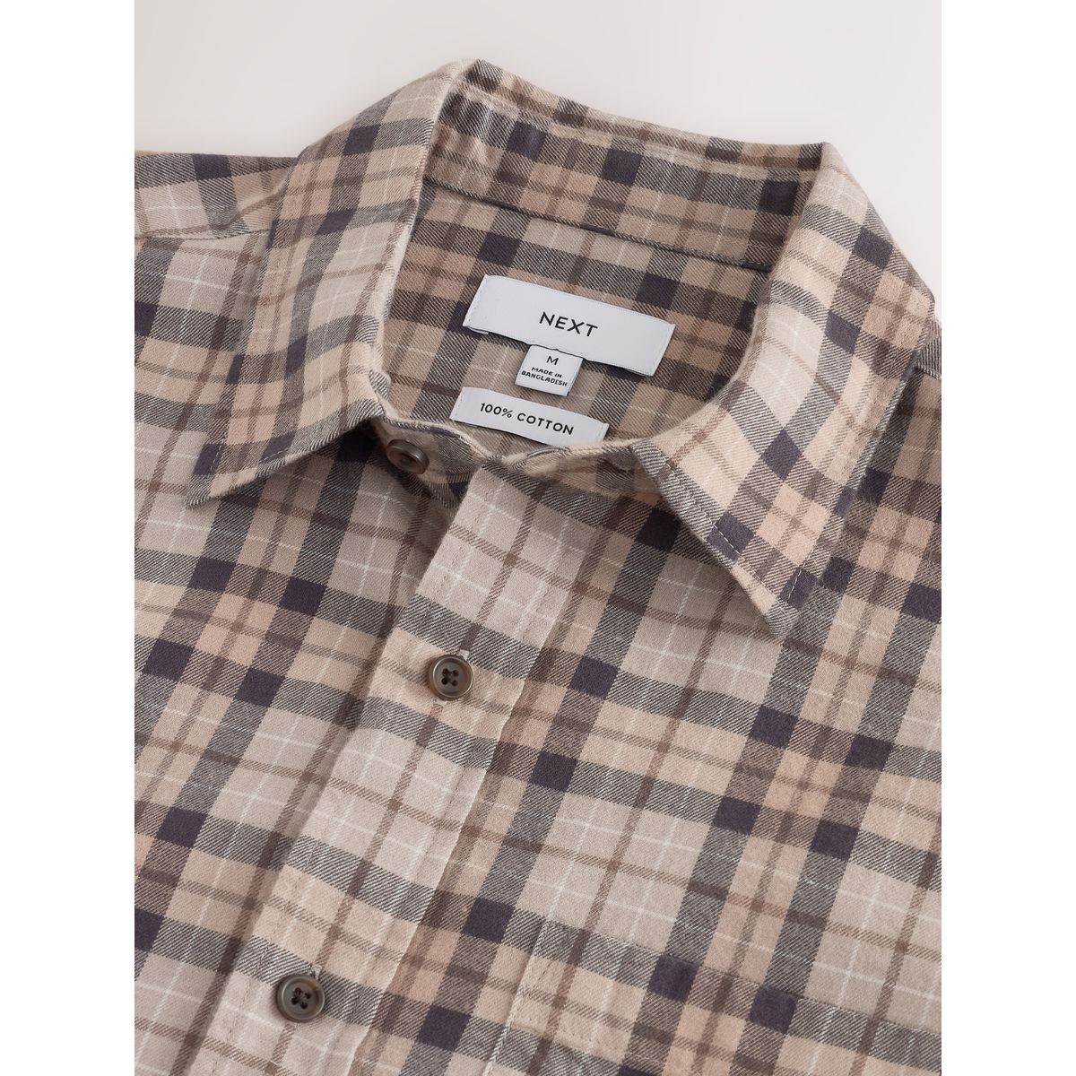 Chemise à manches longues et carreaux beige avoine, NEXT