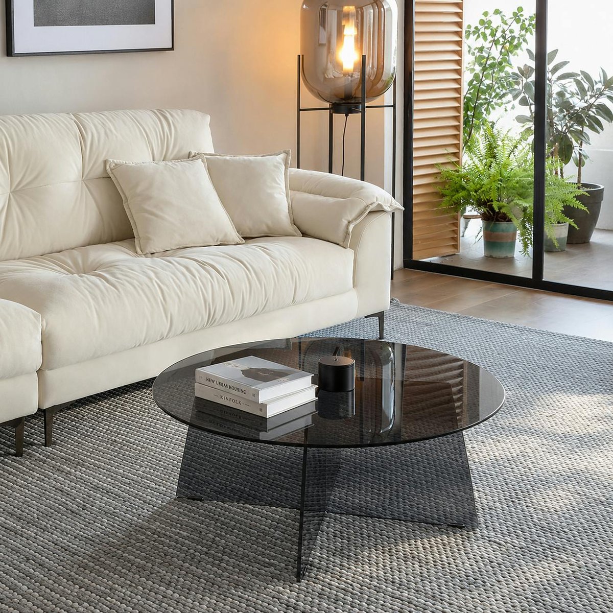 Table basse ronde en verre fumé noir VETRO transparent, PIER IMPORT