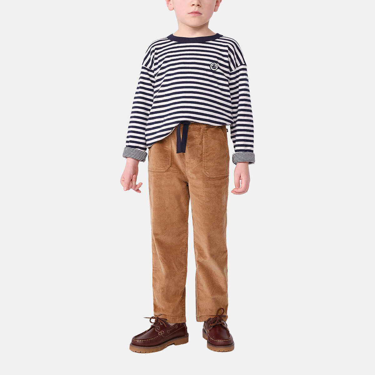 Velour Straight Trousers camel, PETIT BATEAU
