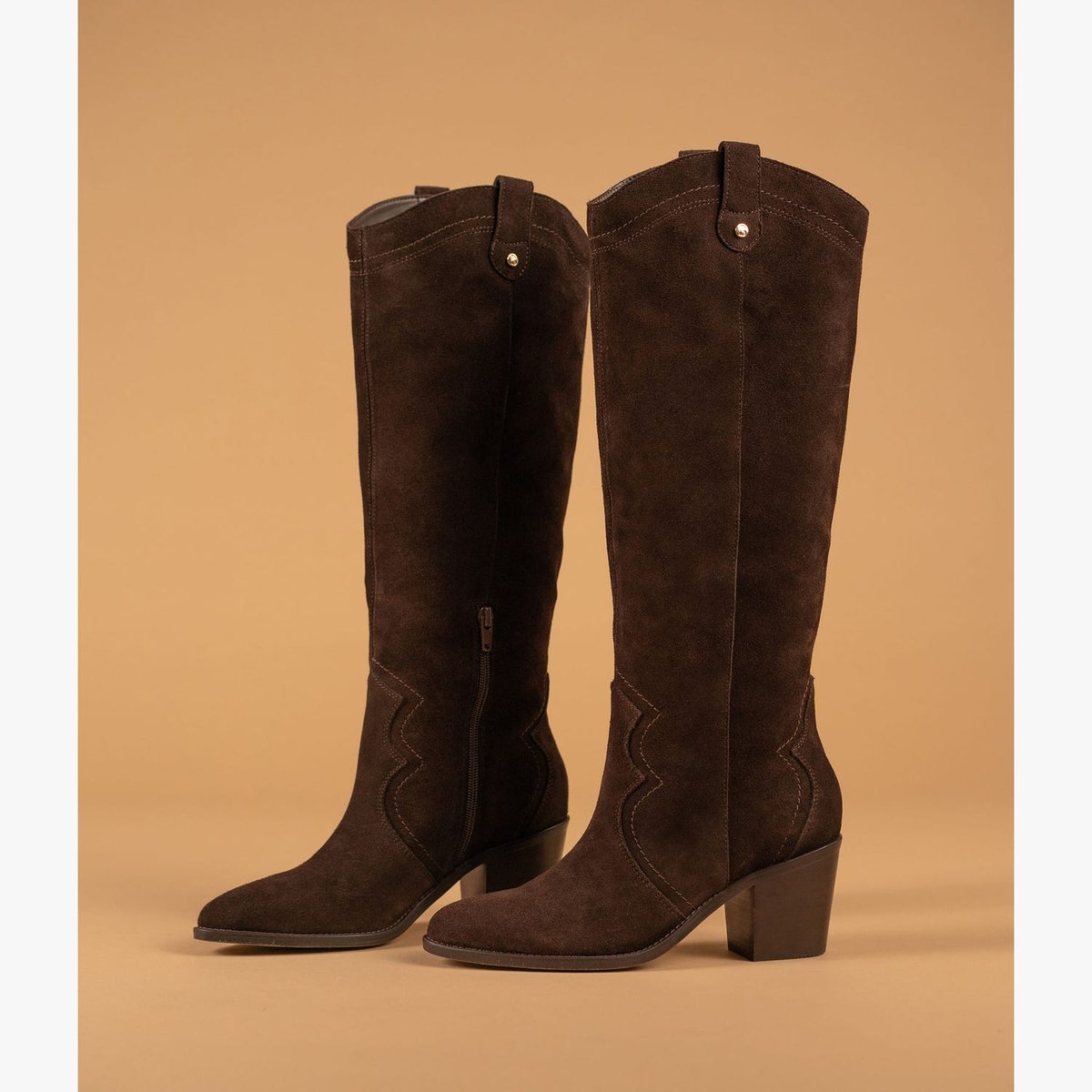 Botte À Talon en cuir MAELIS marron chocolat, BOCAGE