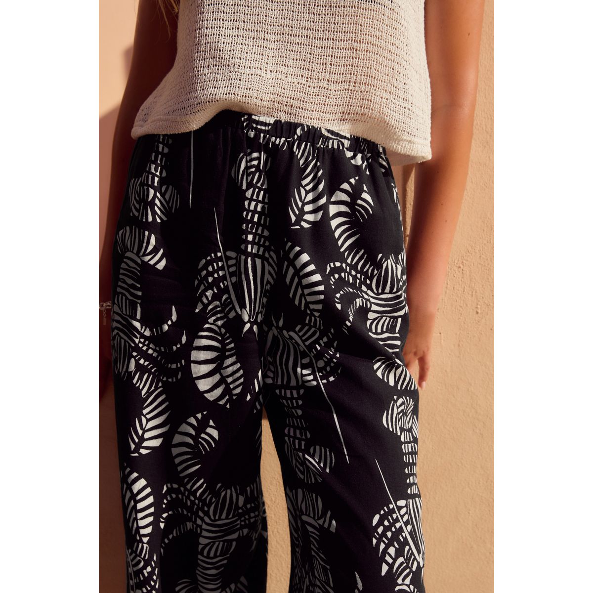 Pantalon large noir/blanc, NEXT
