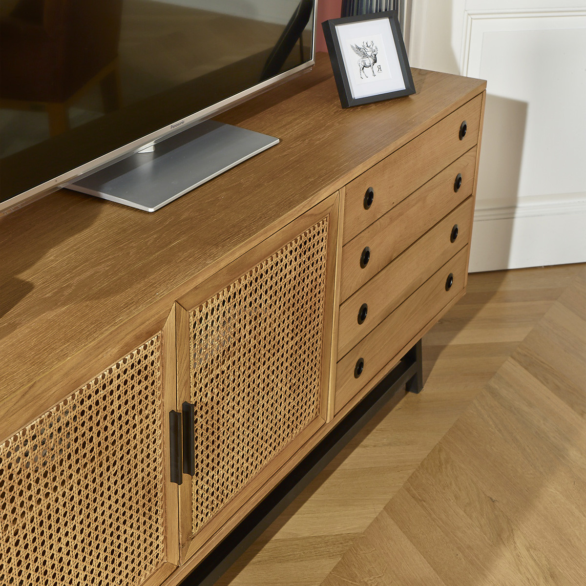 Buffet style scandinave en chêne 2 portes et 2 tiroirs LALALA beige, ROBIN DES BOIS