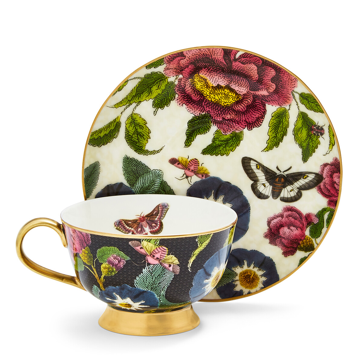 Creatures of Curiosity Dark Teacup & Saucer multi-coloured, SPODE