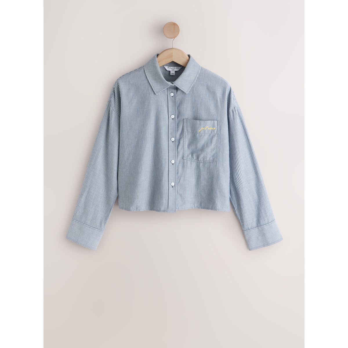 Chemise courte décontractée à manches longues rayures bleu marine/blanc, NEXT