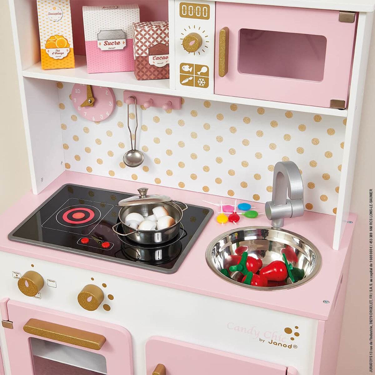 Grande cuisine Candy Chic en bois rose, blanc, JANOD